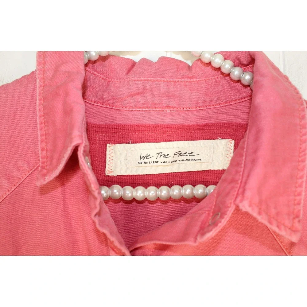 Free People NEW DYLAN Babydoll PINK‎ LOVE Snap button Top XL